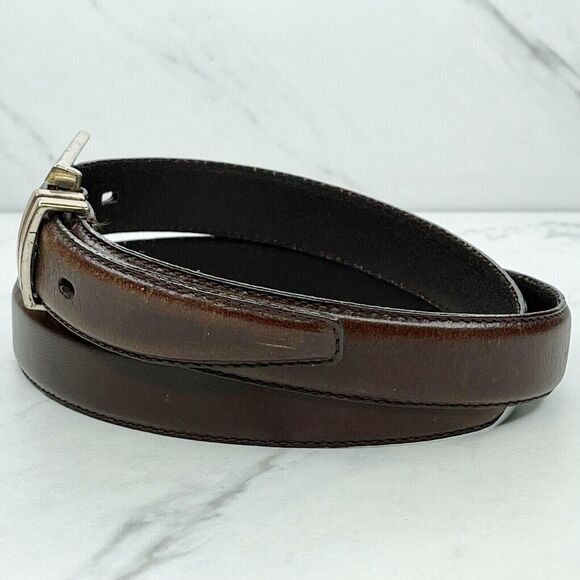Vintage Fossil Womens Brown Genuine Leather Belt Silver Buckle ✨ - Picture 11 of 12